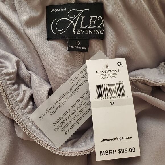 ALEX EVENINGS | Chiffon Tea-length Skirt - [size 1X, Dove Grey] - Picture 9 of 10